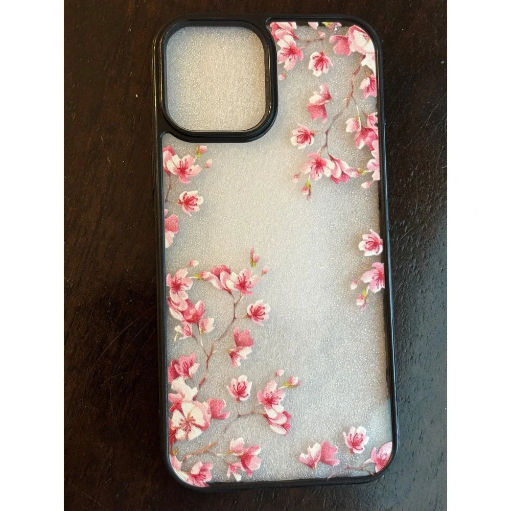 Pink Magnolia Flower iPhone 12 Case Shockproof Clear Hard Floral Blossom Cover